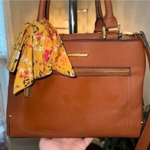 Steve Madden Brown Satchel with Floral Scarf